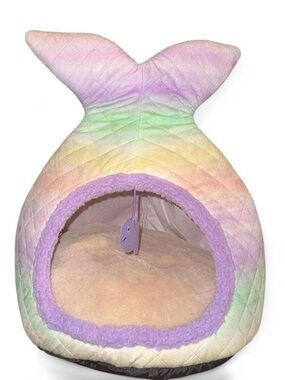 Pastel Mermaid Tail Cat Bed - Cozy Indoor Pet Cave